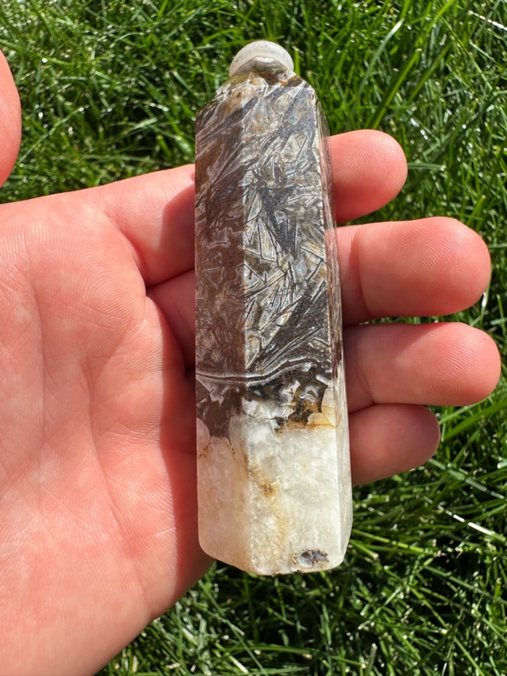 Polished Brown and White Mexican Agate Crystal Point